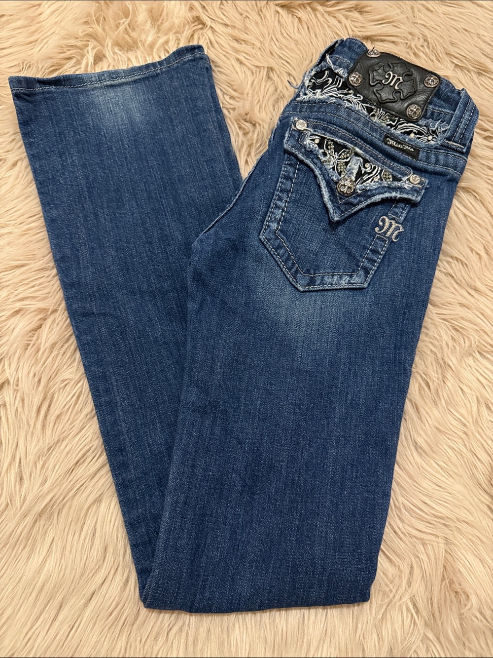 Miss Me JP5002-6 Dark Wash Embellished Bootcut Jeans Size 26